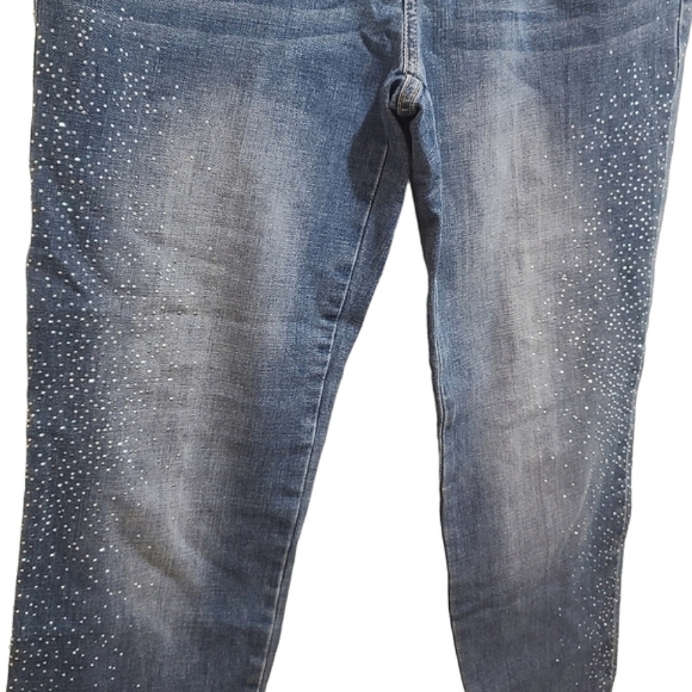 Chico's Women's So Slimming Scattered Embellished Straight Leg Jeans Size 1.5 - Picture 2 of 10